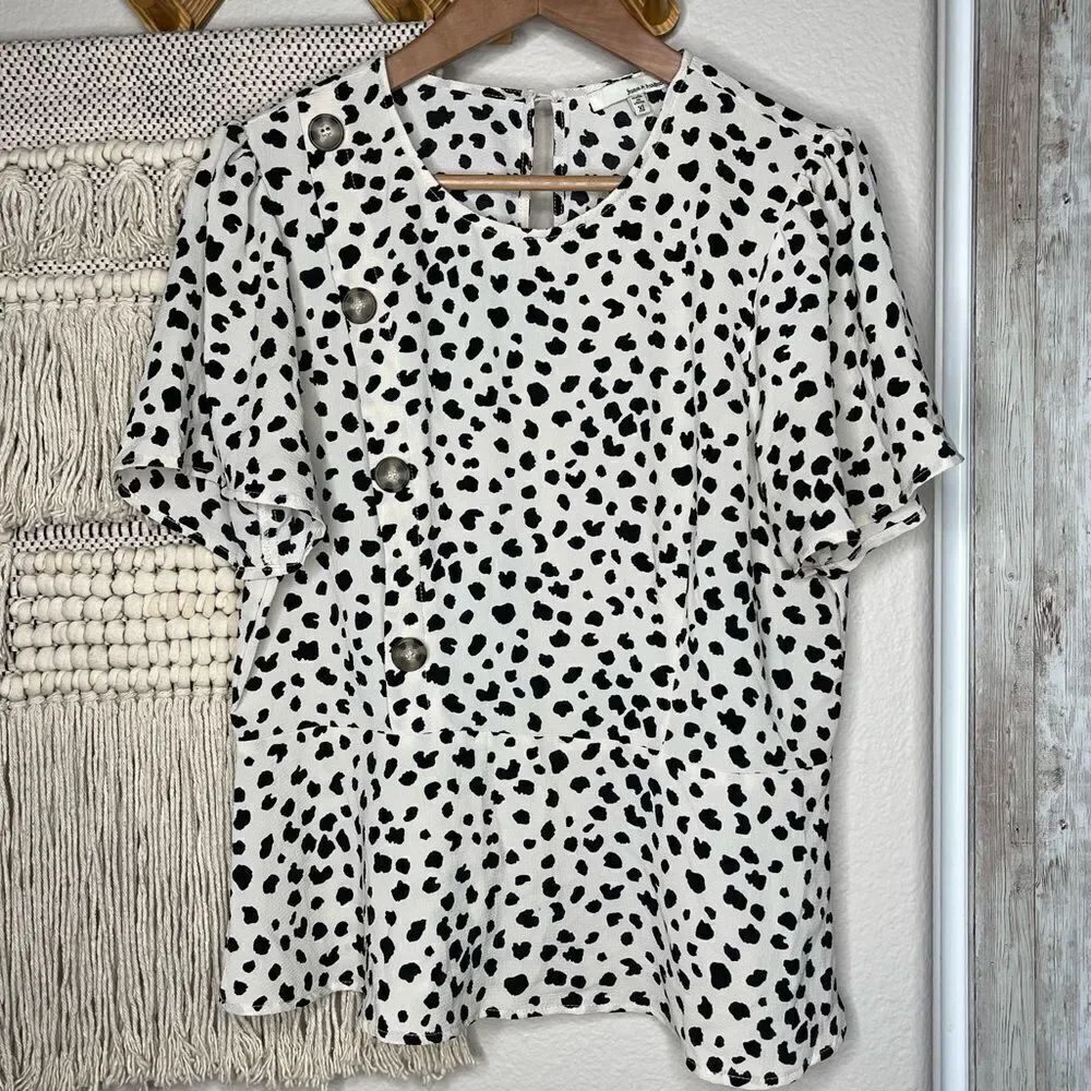 June & Hudson Leopard Spotted Top XL